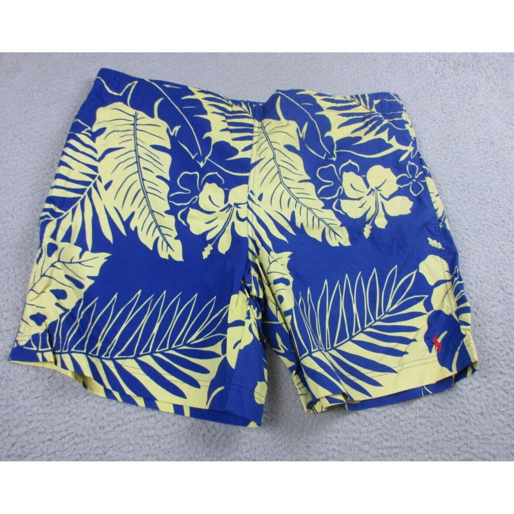 VINTAGE‎ Polo Sport Ralph Lauren Swim Trunks Mens Large Blue Floral 42x19